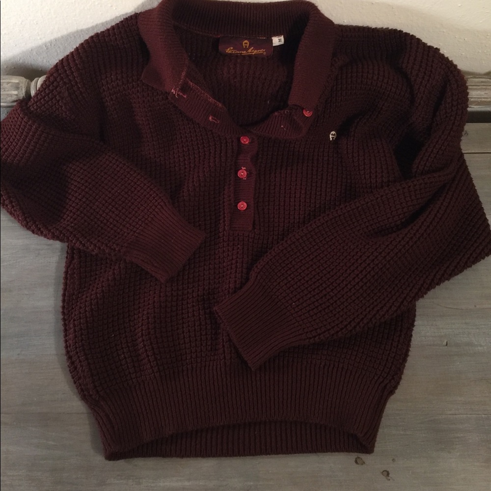 ❌SOLD❌Vintage Etienne Aigner Maroon Cable Knit